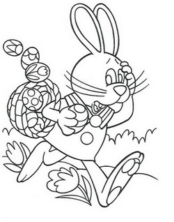 coloriage lapin et son panier d oeufs de paques